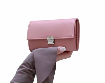 dusty rose wallet, women leather wallet, cute wallet for women, unique womens wallet, accordion leather wallet, wallet clutch, medium