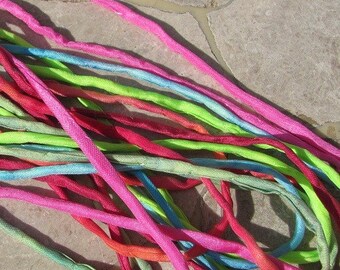 Princess Assortment Silk Cords Hand Dyed Hand Sewn Strings Pink Green Blue