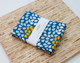 Large Cloth Napkins - Set of 4 - (N3103) - Blue Raindops Modern Reusable Fabric Napkins