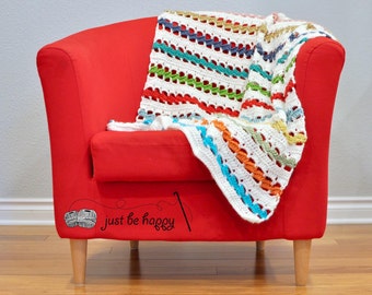 Instant PDF Download, Twisting Colors Throw, Crochet Pattern