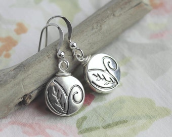 Silver Leaf Earrings, Silver Earrings, Small Silver Earrings, Small Leaf Earrings, Silver Dangle Earrings, Leaf Jewelry, Nature Jewelry