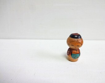 1in Vintage Japanese Miniature Wood KOKESHI Doll