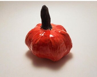 pumpkin ceramic handmade fall miniature autumn terrarium tiny decor