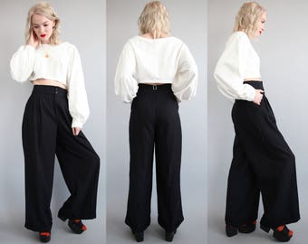 Vtg 90s Pinstripe Super Wide Leg Pants 25.5" Waist sz S