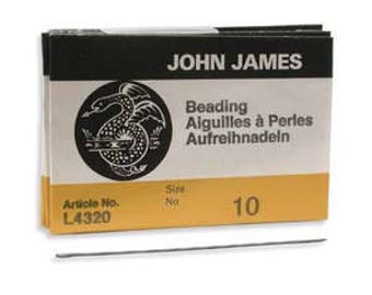 John James Needles, Size 10 English Beading Needle Qty 25 For Bead Weaving 10/0, English Longs Needles