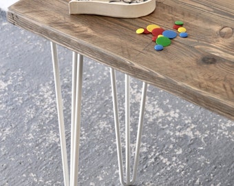Console Table Reclaimed Industrial Rustic Hairpin legs Scaffold Wood Vintage Side Table Rustic Furniture COLOURED Steel Bespoke Table