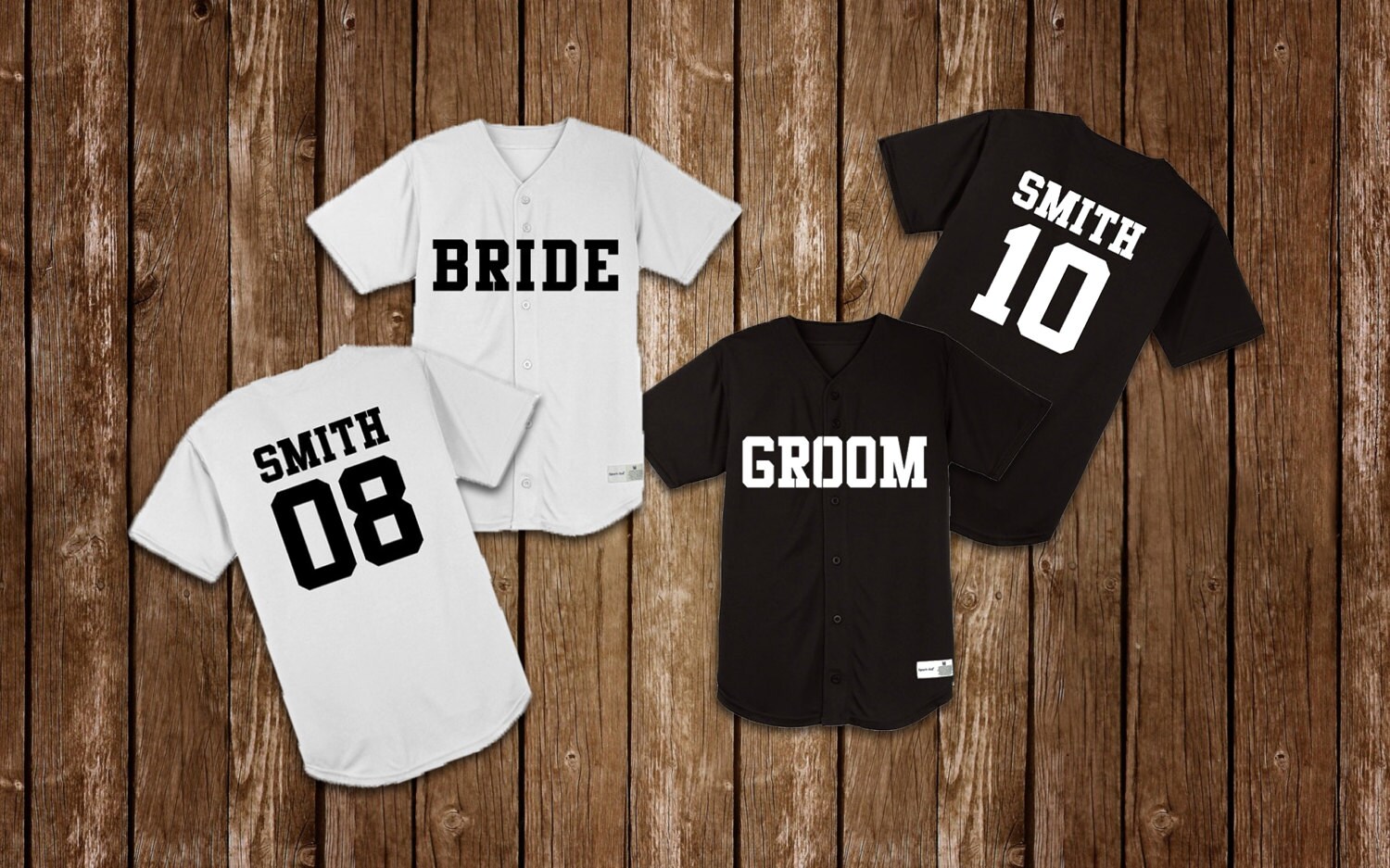 SET OF 2 Custom Baseball Jerseys Bridal Party Save the
