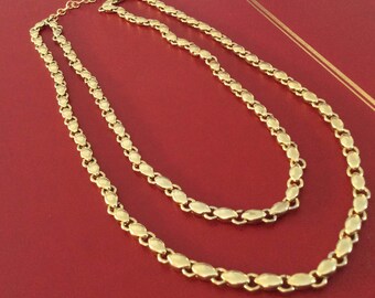 Gold toned ladies double stranded necklace 17 inches #