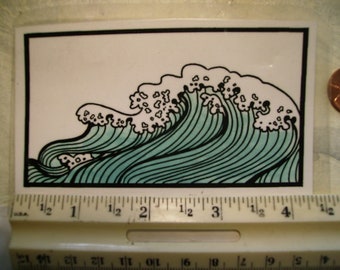 ocean wave asian woodcut rubber stamp un-mounted scrapbooking rubber stamping