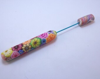 YOUR CHOICE COLOR Millefiori Floral Polymer Clay Handled Stiletto Awl, Sewing Notions, Embroidery