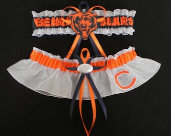 Chicago Bears Fabric Logo Wedding Garter Set Prom Football Charm