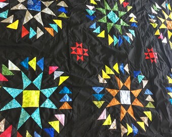 Stars with Flying Geese - QUILT TOP - Masterpiece Patchwork with great borders