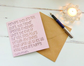 Sympathy Card - Perhaps they are not stars, Eskimo Proverb - Handmade Quotation Card, Bereavement Support