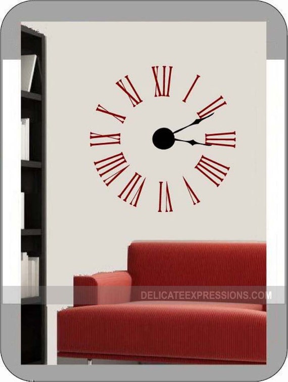 Large Wall Clock Decal Kit with working hands and mechanism