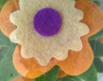 Set of four adhesive felt flowers