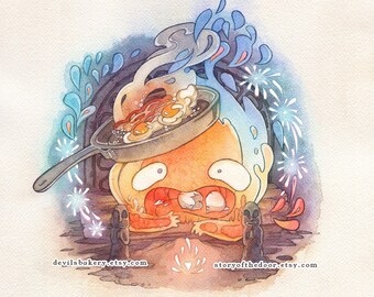 Howl's Moving Castle Calcifer Studio Ghibli 11 x 11 Print
