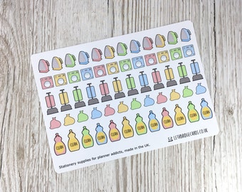 Cute Pastel Cleaning Planner Stickers; Vacuum Stickers; Filofaxing; Erin Condren; Cute Stickers; Iron Stickers; Washing Stickers