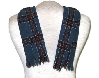 60s Tartan Scarf Mens Neck Scarf Vintage Mens Scarf Made in Scotland 1960s Blue Tartan Scarf Winter Scarf Blue Plaid Scarf Tartan Wool Scarf