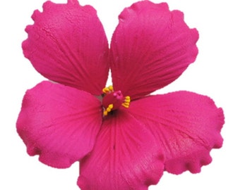 3.5" Gumpaste Hibiscus Hot Pink Flower - SET OF 3
