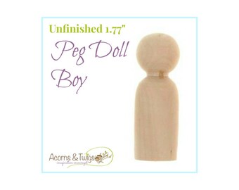 Wooden Boy Peg Doll, Unfinished, Waldorf Toys, Wood Craft Supply, Montessori Supplies, DIY Male Peg Doll