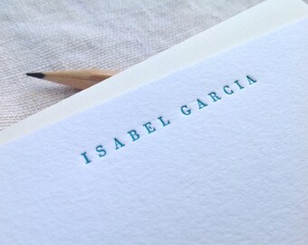 Personalized letterpress stationery - Isabel - Set of 25 cards & envelopes