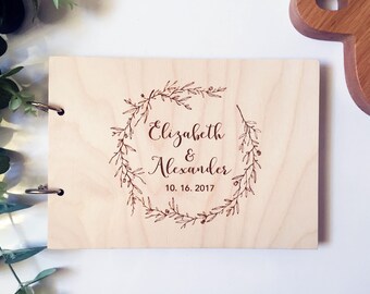 Wedding Guest Book Wood GuestBook Wedding Calligraphy Guest Book Rustic Guest book Custom Guest Book Wedding Album Engraved Guest Book #77
