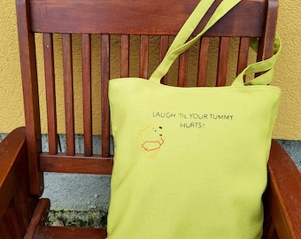 Tote Bag, Canvas Eco Shopping Bag, Custom Embroidery Gift, Gift for Kid, Birthday Gift