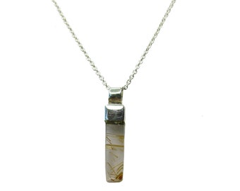 Faísca Necklace - Sterling Silver Rutilated Quartz Pendant