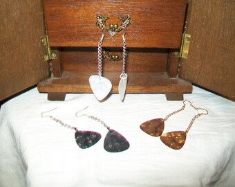 Pearlized Guitar Banjo Mandolin Pick Earrings