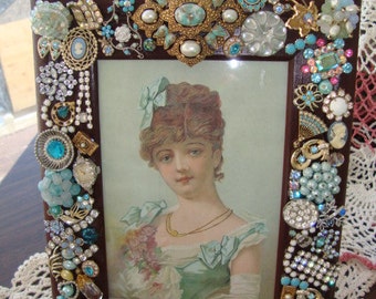 Vintage Rhinestone Jewelry Decorated Frame