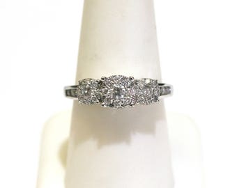 14k White Gold Diamond Cluster Engagement Ring
