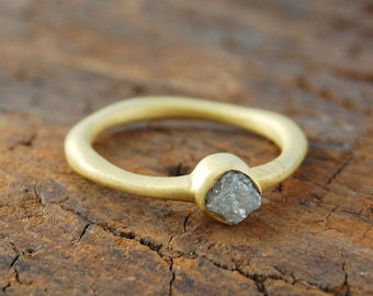 Rough Diamond Ring, Gold Ring, Unique Diamond Ring, Unusual Engagement Ring, Handmade Gemstone Ring, Organic Ring, Natural Stone Ring