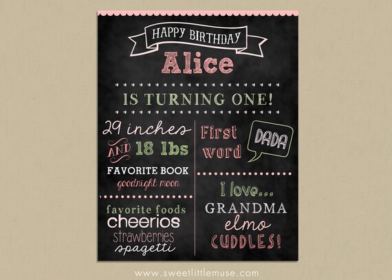 First birthday chalkboard template chalkboard birthday sign