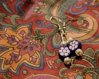 Blue floral dangle earrings jewellery gift