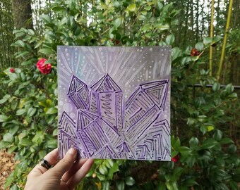 Amethyst painting 2014- crystal art- crystals painting- acrylic painting- watercolor