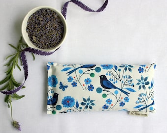 Mother's Day Eye Pillow, Lavender and Flax Seed Eye Pillow - Moody Blues Birds Scented Gift Relaxation Yoga Meditation