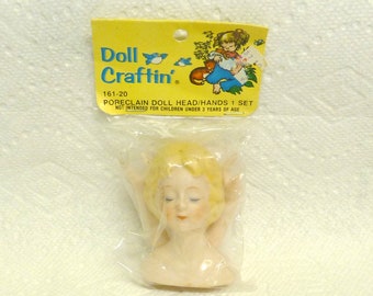 Mangelsen's Doll Craftin' Porcelain Head and Hands Ceramic Doll Parts Vintage 161-20