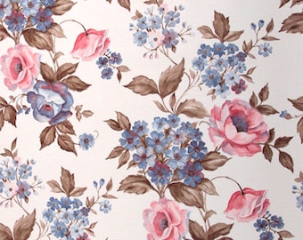 70s Flower Wallpaper #0111-running meter/vintage wallpaper/Floral Wallpaper