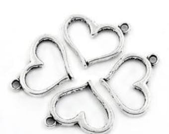 set of 10 charms / heart pendant made of 16 X 12.5 mm