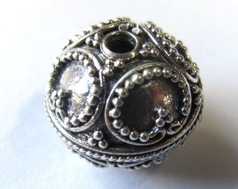 MS NEW 13mm Round Beads (2) Lots of Granulation Bali Sterling Silver Fair Trade