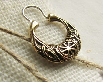 Men's earring Kolovrat bronze - cossack's earring - biker's earring - for men - viking's earring - slavic mythology - ethno earring