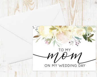 To my mom on my wedding day - Greeting Card Note Card - Mom Mother of the Bride Card with Metallic Envelope Wedding Stationery