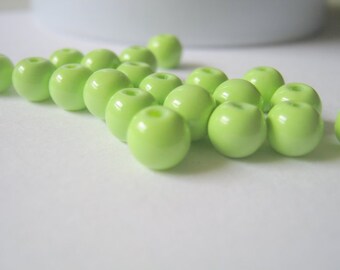 Green Round Glass Beads, 6mm, Jewelry Making Supplies, Glass Beads