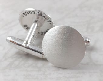 Round sterling silver cufflinks, anniversary, personalized cufflinks, custom, mens personalized cuff links, Inspirational
