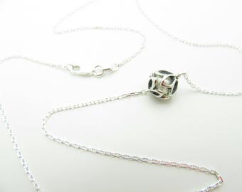 Handmade Sterling Silver Necklace with a Pearl Hidden Inside