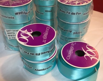 Robbins egg Blue wired ribbon 1.5 inches wide each roll is 4 yards long