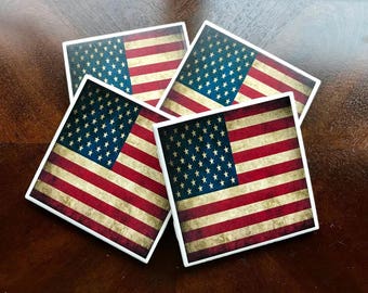 American Flag Coasters, Patriotic Drink Coasters, Red White And Blue Coasters, Drink Coasters, Patriotic Coasters, Patriotic Decor, Coasters