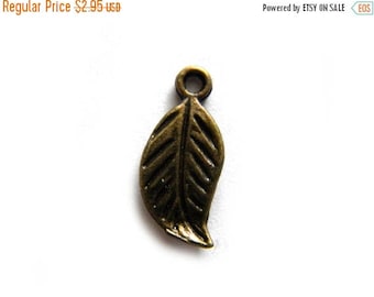 HALF PRICE 10 Small Bronze Leaf Charms - 17mm