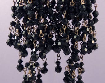 SIMONE EDOUARD Earrings, Simone Edouard Black Bead Earrings, Simone Edouard Couture Earrings, Black Duster Earrings, A Place of Distinction