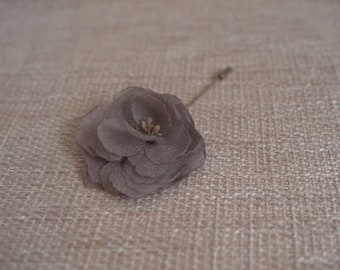 Lovely Gray Flower Brooch Fabric Flower Pin